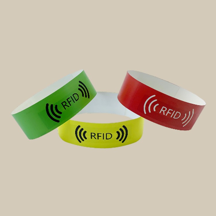 Colorful RFID PP synthetic Paper Wristband For Waterpark Contactless Paymen