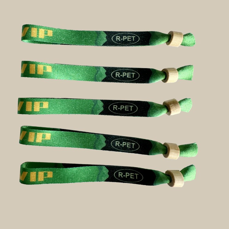 R-PET Fabric wristband with Wooden Lock